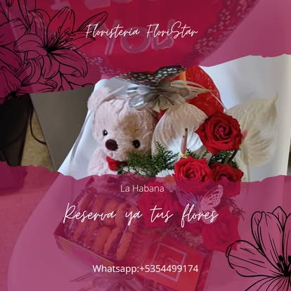 Otra referencia de Rosas con osito y dulces